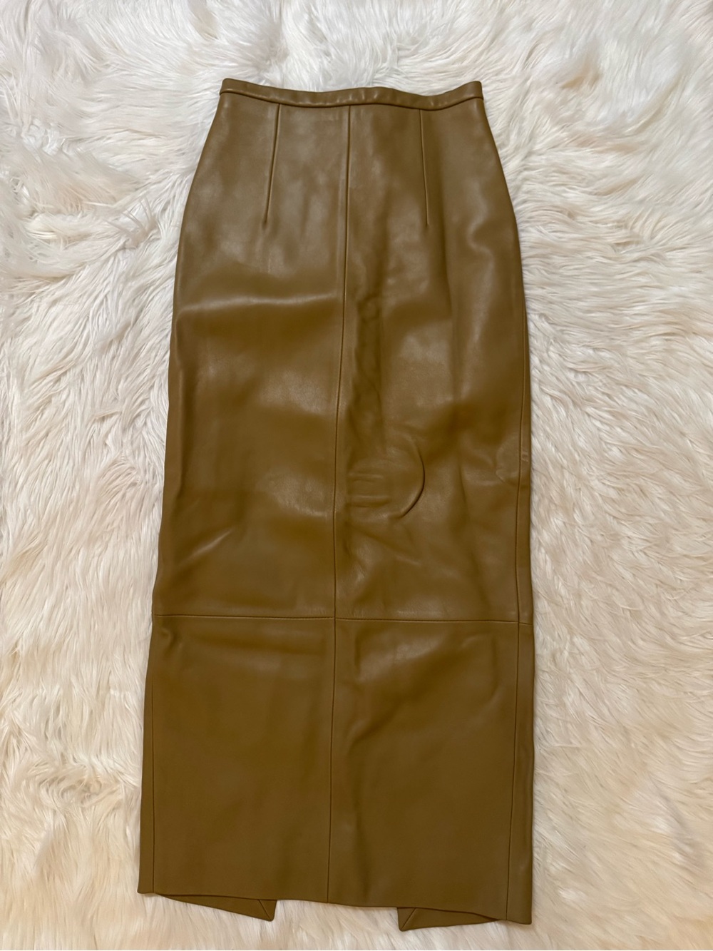 KHAITE New Winton Leather Skirt Golden Ochre Size 2 - Picture 11 of 12